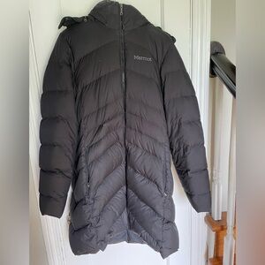 Marmot Women's Black Puffer Jacket with Faux Fur Trim Size XL